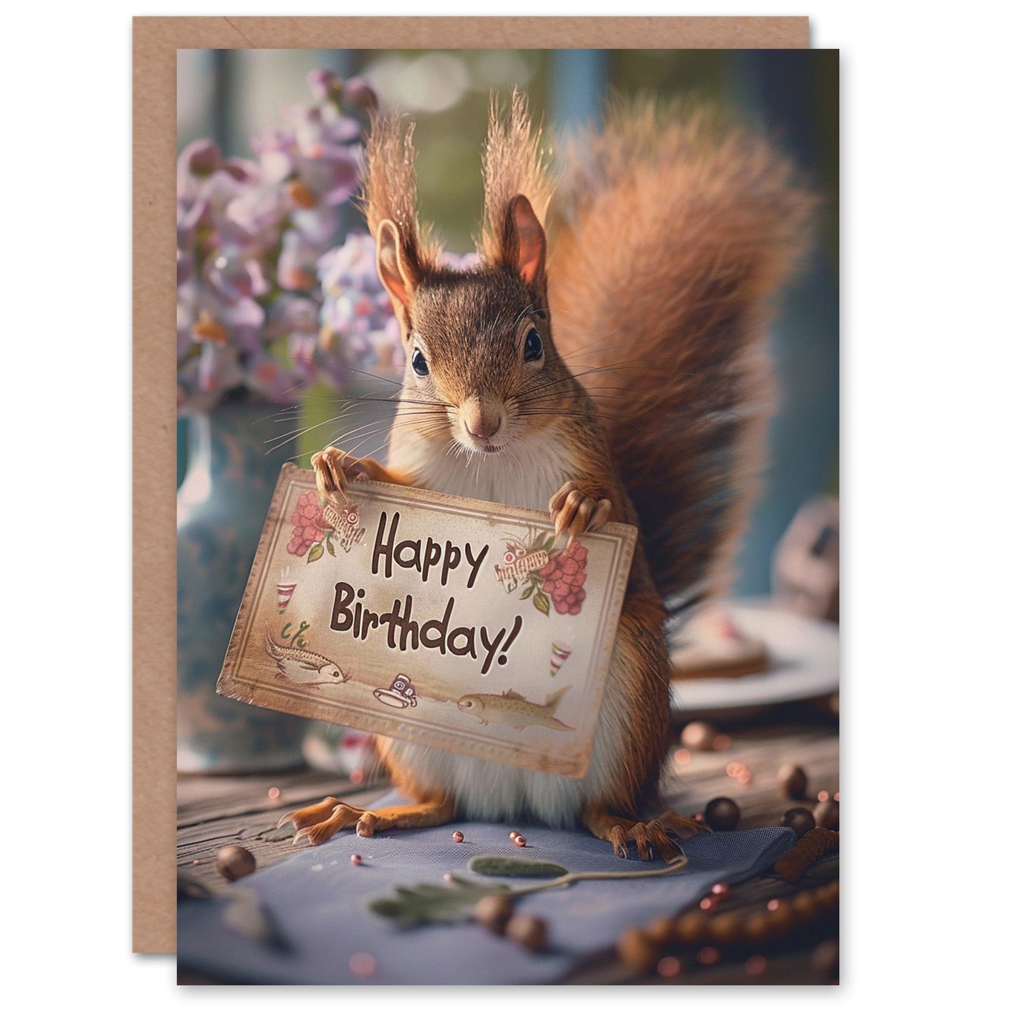 Artery8 Greeting Card - Red Squirrel Design - Blank Card