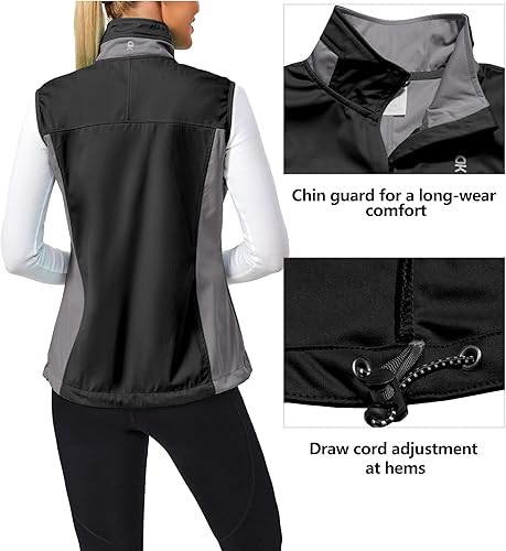 Miniatura 4 de Little Donkey Andy Chaleco Softshell ligero a prueba de viento para mujer, para golf, tenis, correr, ciclismo