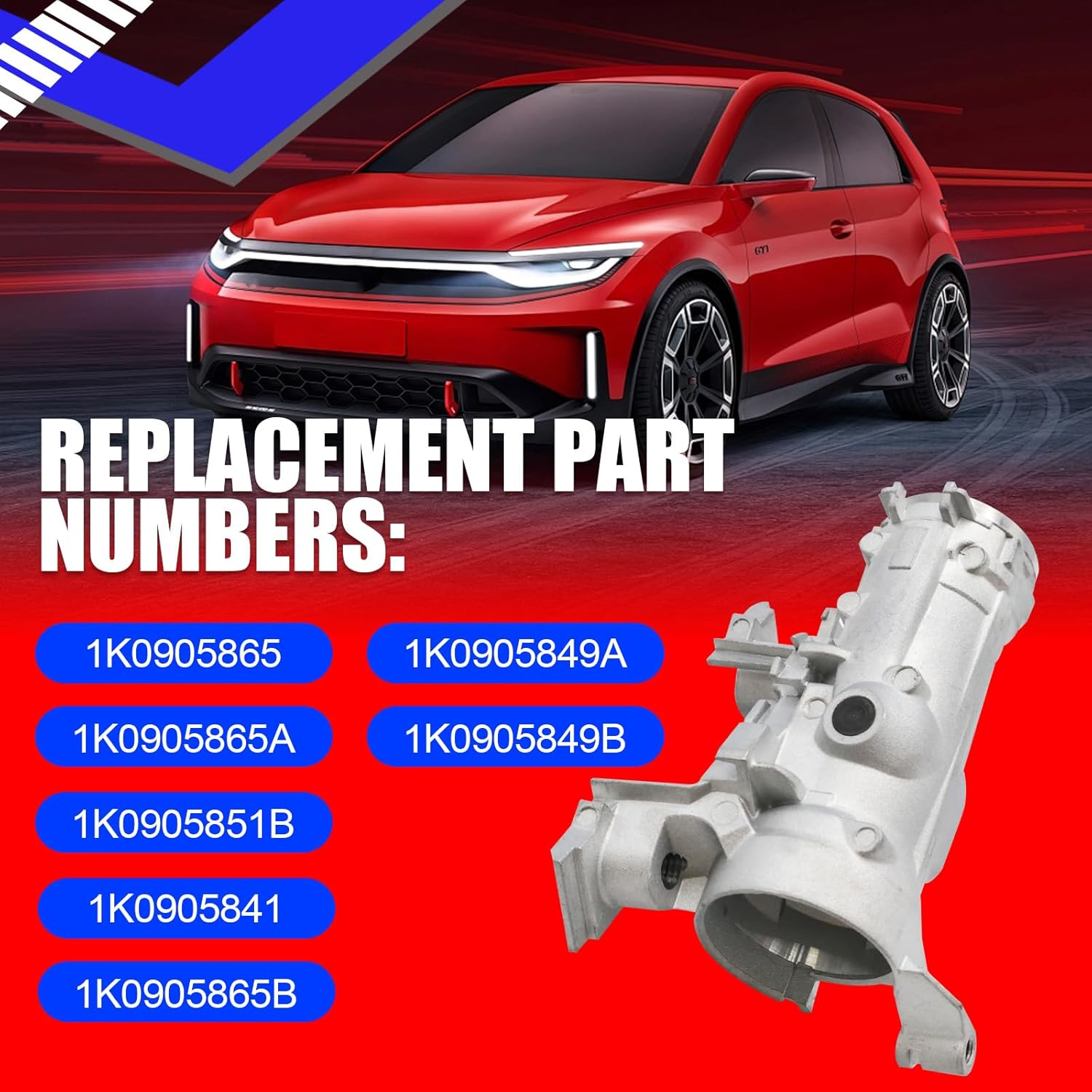 SMMS Ignition Starter Switch Steering Lock Housing for Volkswagen Jetta Golf EOS for Audi A3 TT R8 for SEAT Leon Altea for Skoda Octavia Superb, Replace OE 1K0905865 1K0905865A 1K0905851B 1K0905849A - Image 3