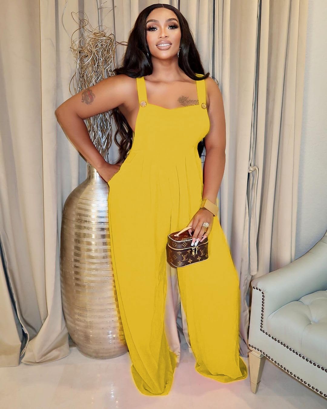 Nimsruc Women's Jumpsuits Summer Rompers Sling Sleeveless Wide Leg Casual Overalls Jumpers With Pockets 2024 - Image 3