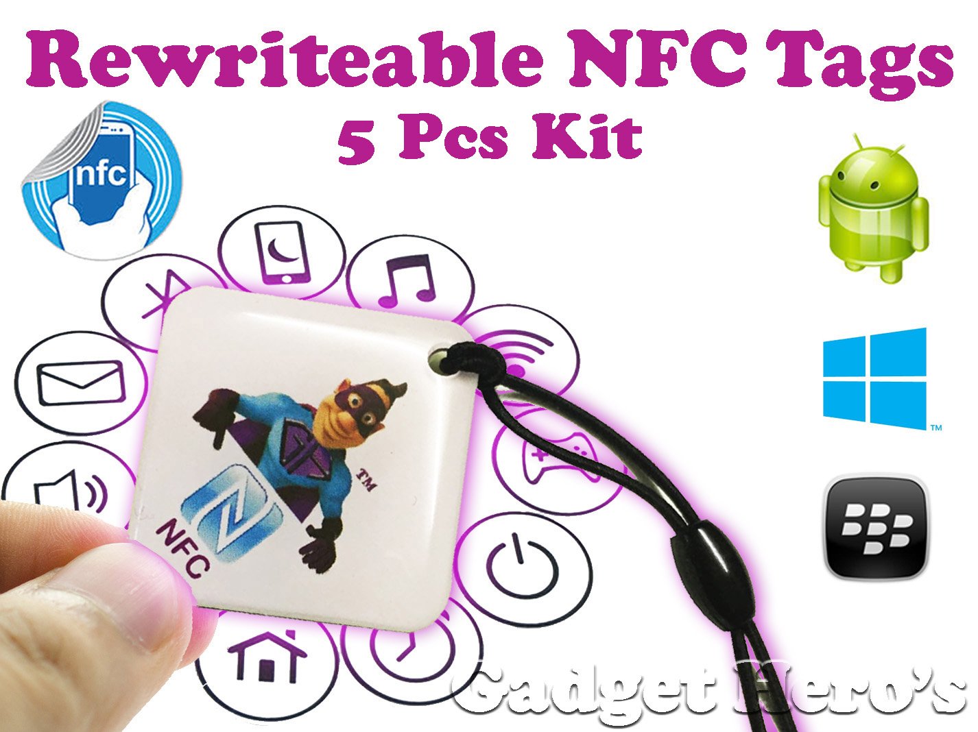 Rewritable Programmable NFC Tag Keychain 5 Pcs Kit.