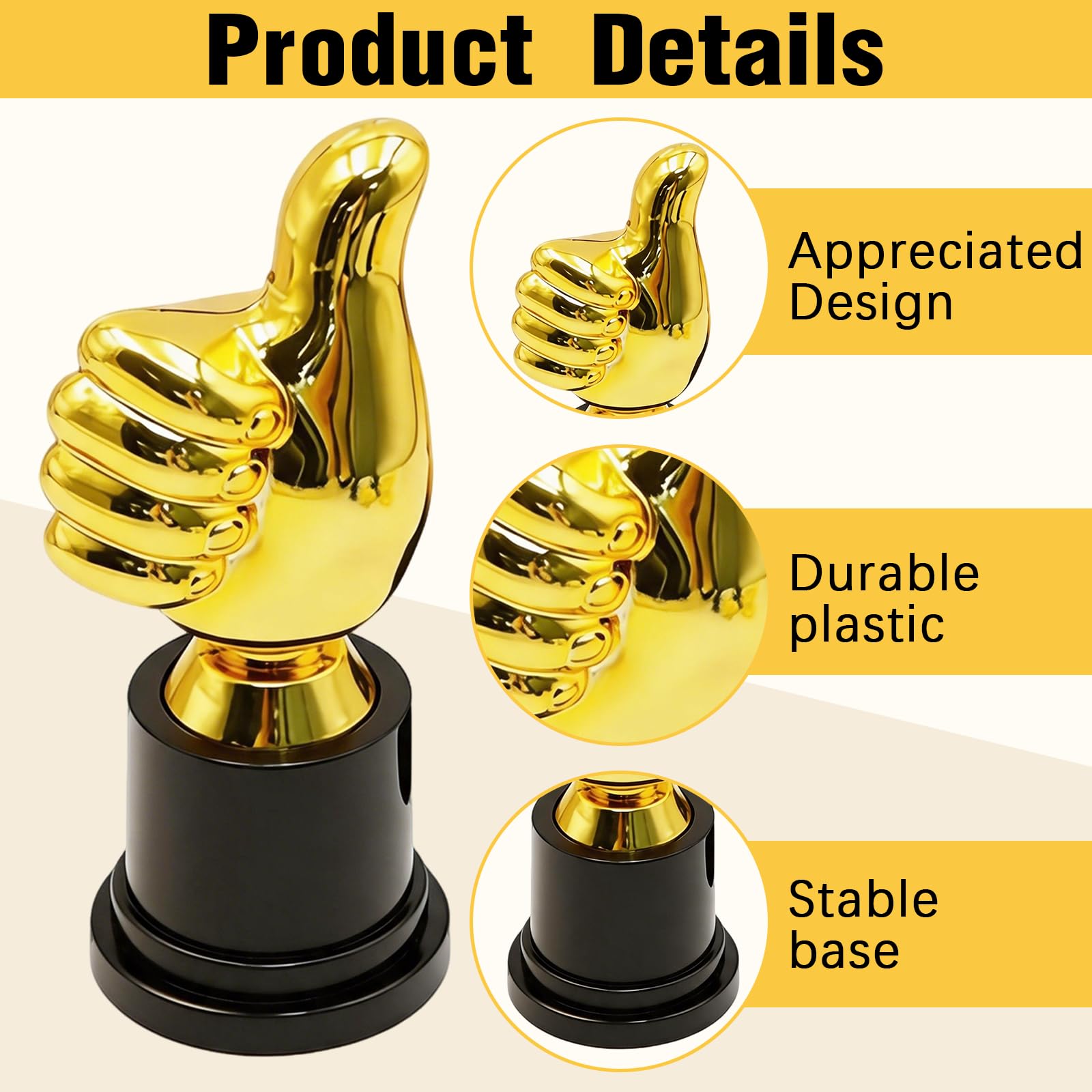 Trofeo de Pulgar Dorado 5x13cm Plastico Oro Ceremonias Premiacion 24 Piezas