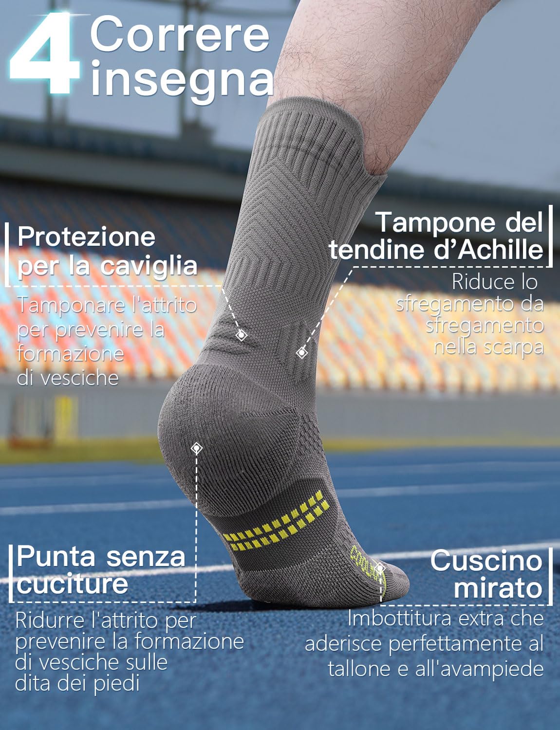 Juclise Bambù Coolmax Compressione Running Calzini Sportivi Trekking Allenamento