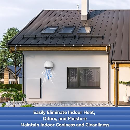 Miniatura 2 de Ventilador de ventilación de pared con capucha de 6.3 pulgadas, kit de ventiladores de pared ajustables con tapa de cubierta para ventilación y