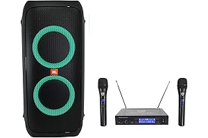 JBL Partybox Ultimate Wireless Bluetooth RGB LED Party Box Speaker with Rockville Microphones