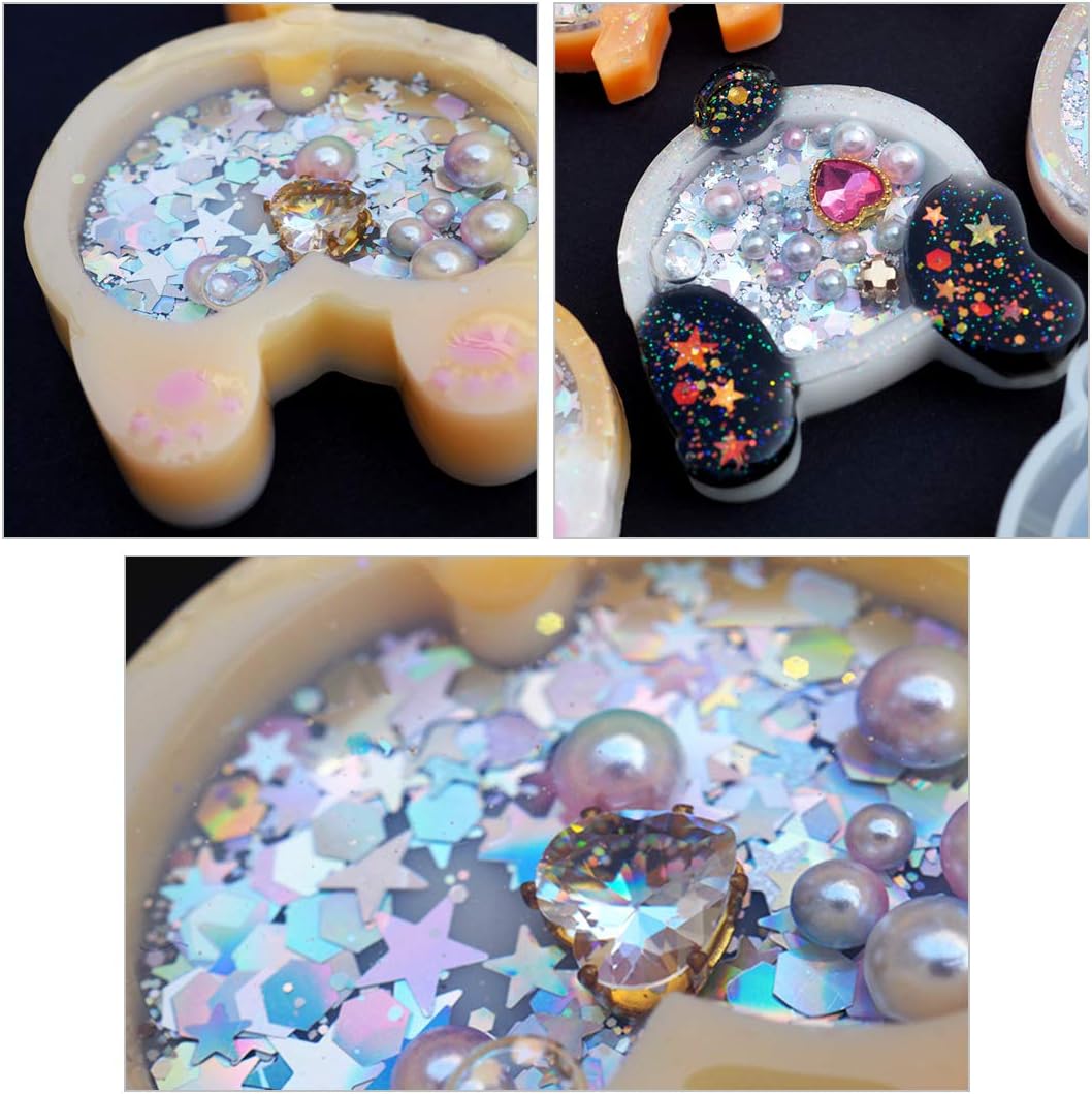 8Pcs Kawaii Shaker Molds,Resin Mold,Epoxy Quicksand Silicone Moulds, Charms Handmade Pendant Jewelry