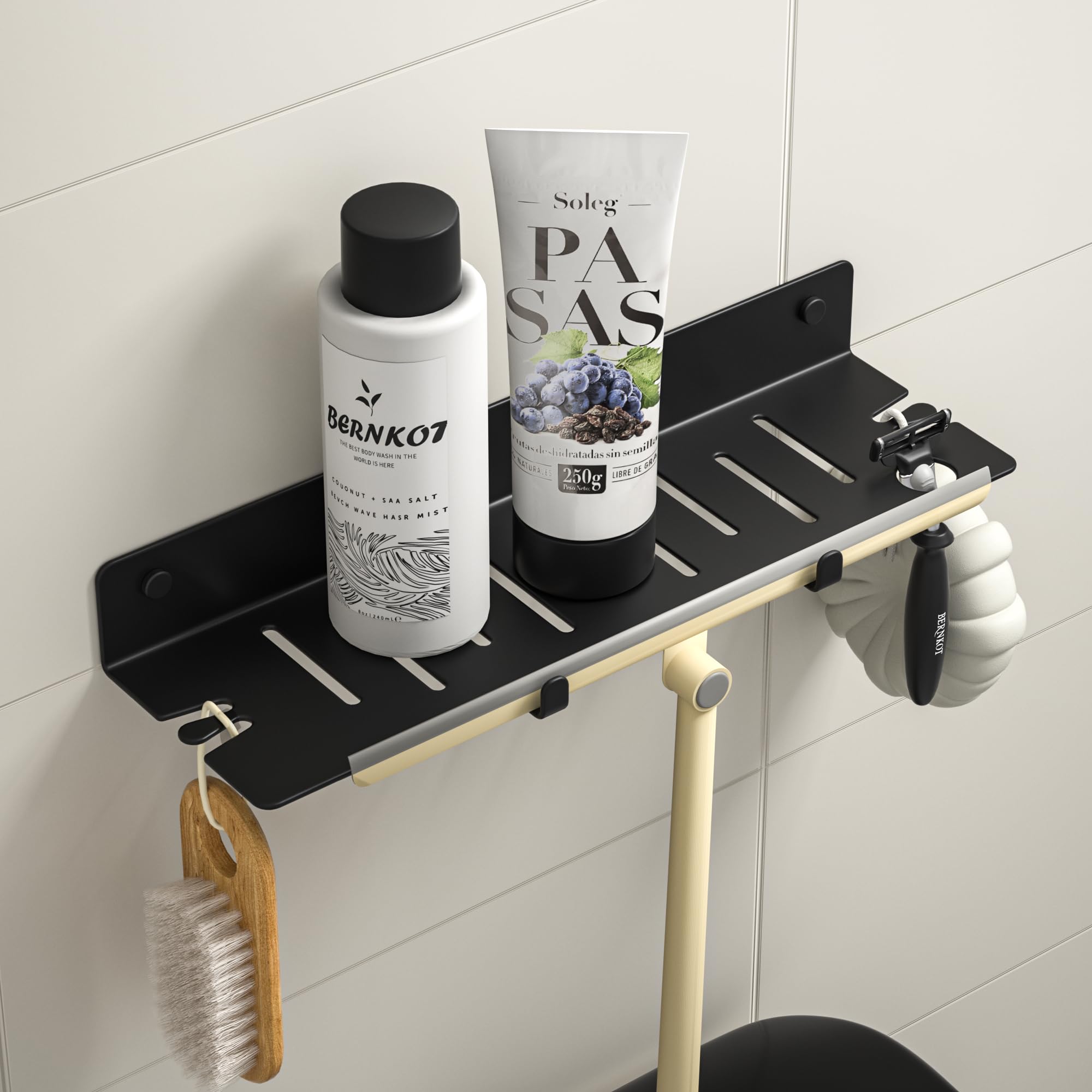 Bernkot Wall Mount Shower Shelf, 304 Stainless Steel Shower Caddy for Bathroom, All-Purpose Wall Shelf Shower Organizer