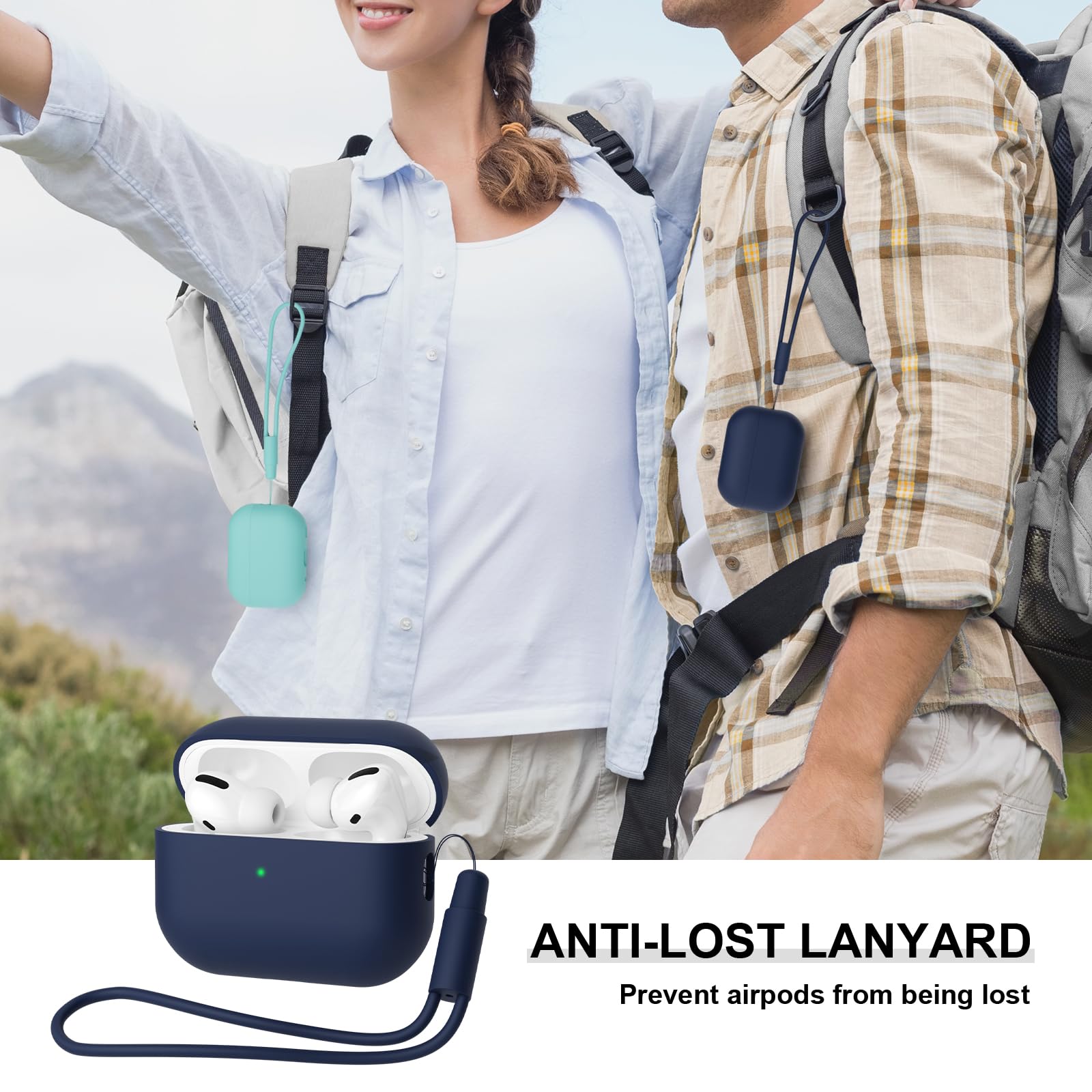Funda Silicona Compatible con AirPods Pro 2.ª Generación, Ultradelgada Fundas Protectora de Silicona para AirPods Pro 2.ª Generación 2022, LED Visible Frontal, Azul Oscuro — view 8