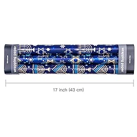 WRAPAHOLIC Hanukkah Wrapping Paper - 3 Rolls, 17 Inch x 120 Inch Each - Blue Menorah and Star of David Design with Metallic Foil Shine