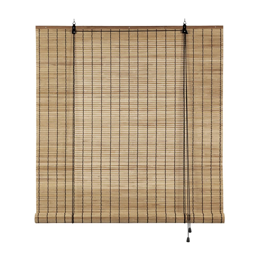 Store Bambou Intérieur Lames 8 mm STORESDECO Store Enrouleur Naturel Style Persienne pour Fenêtres et Portes Intimité Protection Solaire Finition Mate Naturel 120x250 cm (Largeur x Hauteur)