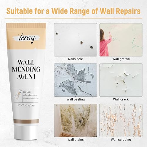 Miniatura 3 de VERNY Kit de reparación de pared, pasta de reparación de paneles de yeso con herramientas, adecuado para grietas, descamación y manchas en paredes,