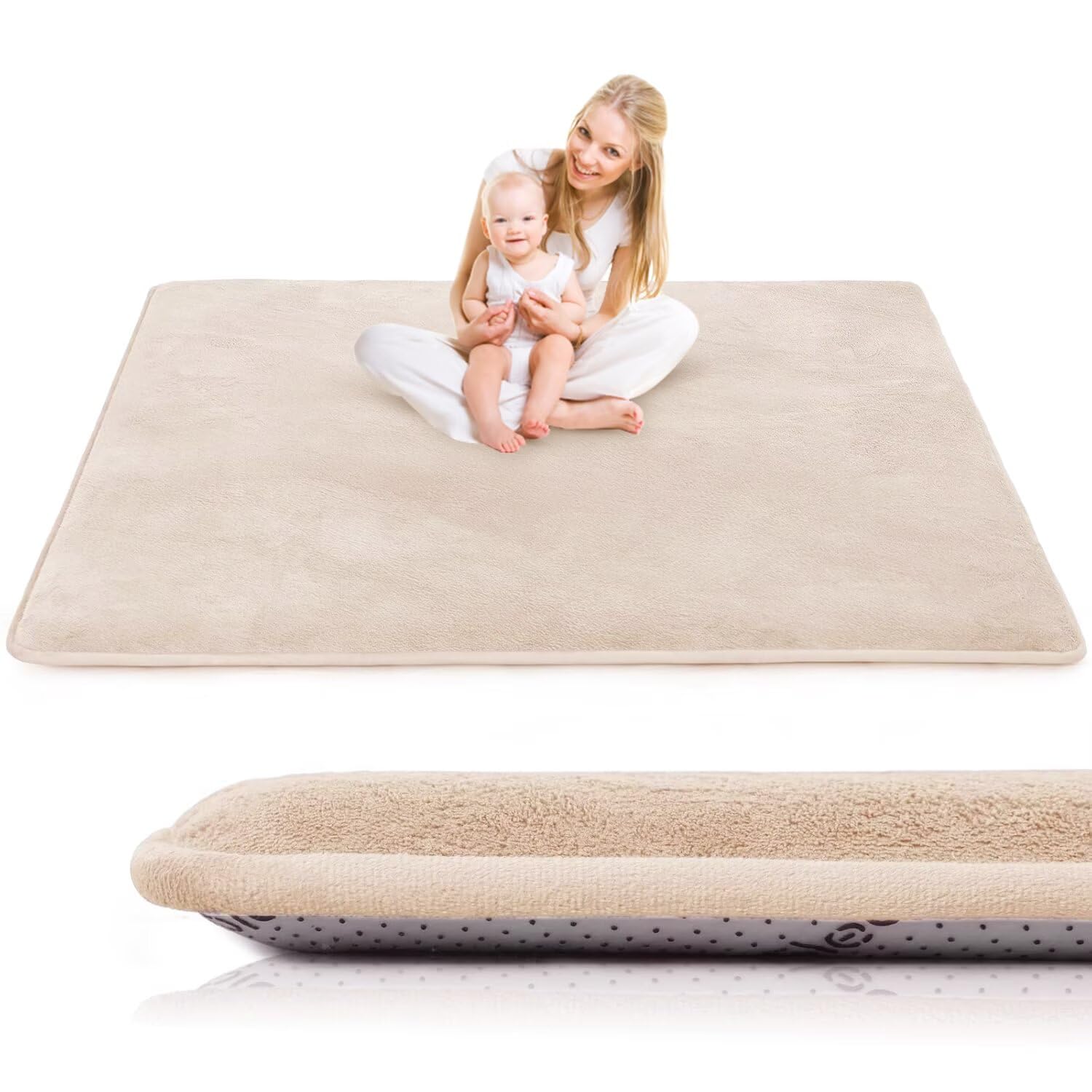 Krabbelmatte für Baby, 200×220×3CM Kinderteppich, rutschfest, | Weicher, Dicker Kinderteppich, Baby-Krabbelmatte, Rutschfester Untergrund, Schutz beim Spielen, Geeignet für Mädchen & Jungen