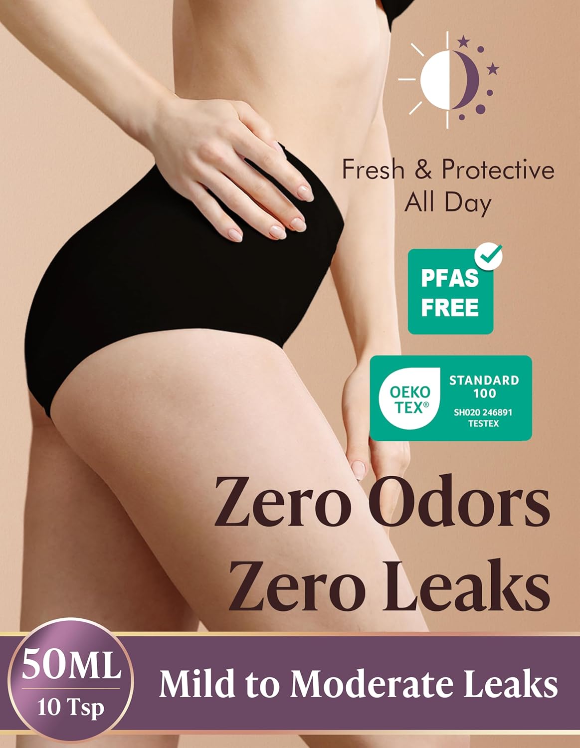 AIRCUTE Washable Urinary Incontinence Underwear for Women Absorbent Seamless High Waist Leak Protective Panty 3 Pack - Image 4