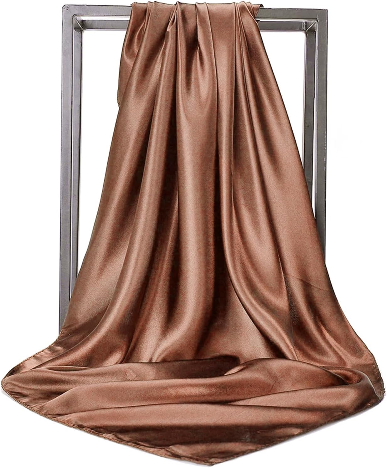 35”Large Pure Color Square Satin Head Scarf-Hair Scarf Like Silk Scarf Square Scarf Bandanas for Women image 2