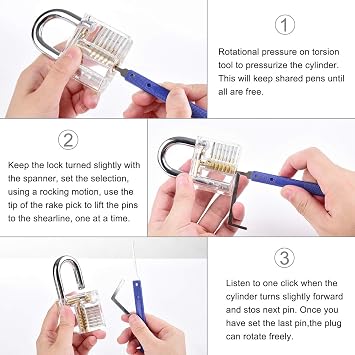 Lock Pick Set, [26 Pieces] Diyife Premium Practice Lock Picking Tools with 2 Transparent Training Padlock for Lockpicking,Guide for Beginner and Locksmith Training(Blue)
