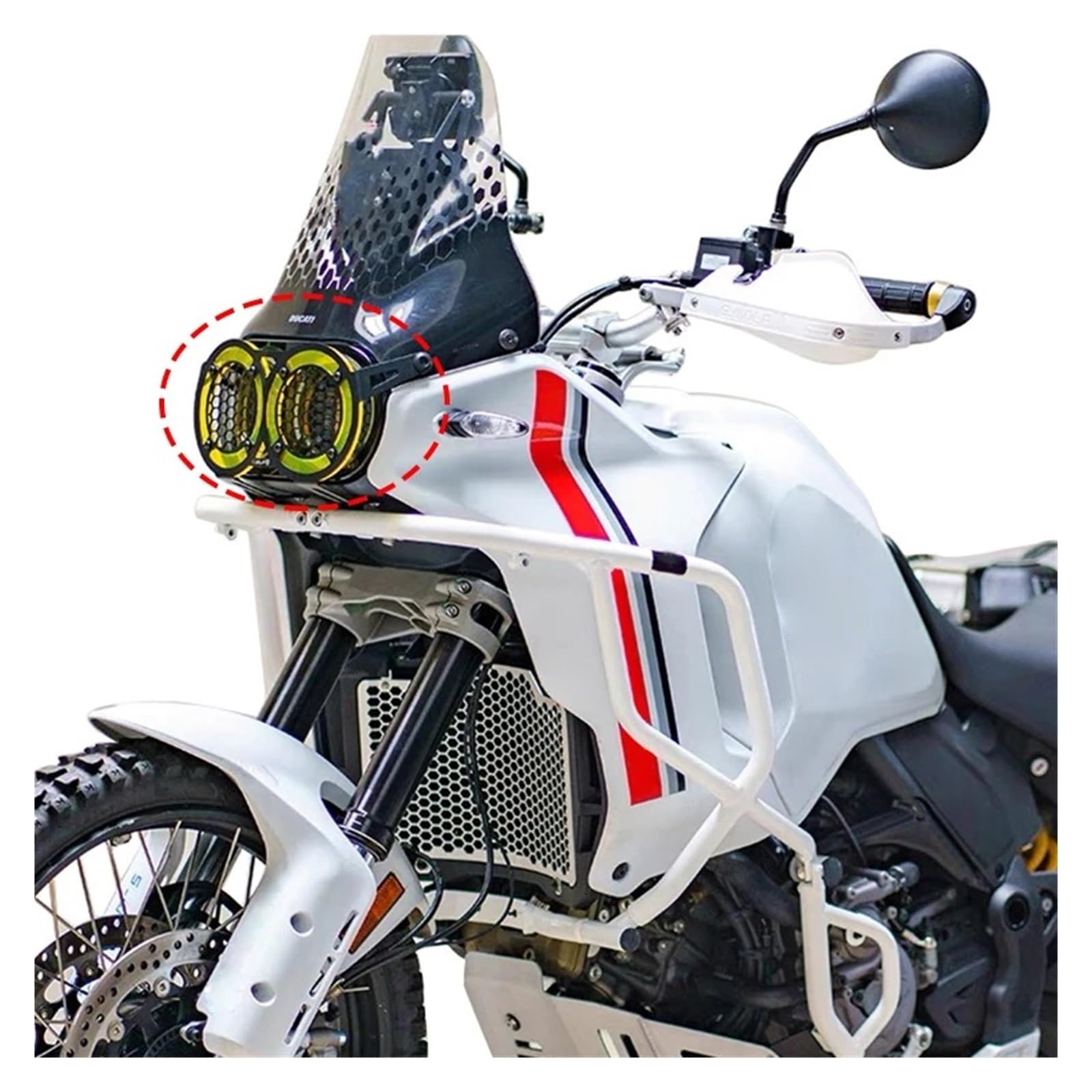 Scheinwerferschutz Motorrad Für DUCATI Desert X 2022 2023 2024 Motorrad Front Scheinwerfer Schutz Kopf Lampe Licht Kühlergrill Schutzhülle Scheinwerferabdeckungen