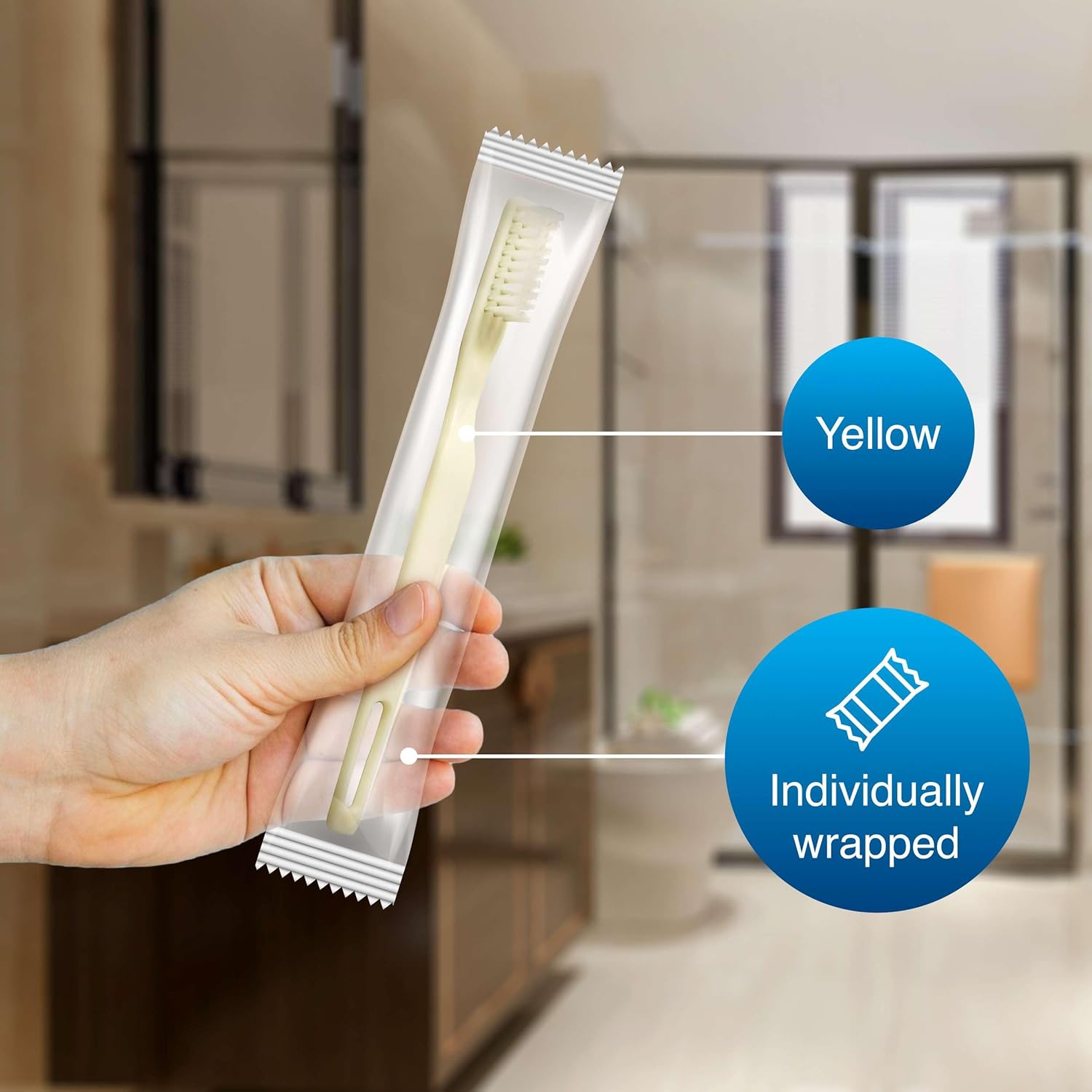Medium Soft Toothbrushes for Adults and Kids - Case of 1440 Yellow Tooth Brushes - Individually Wrapped