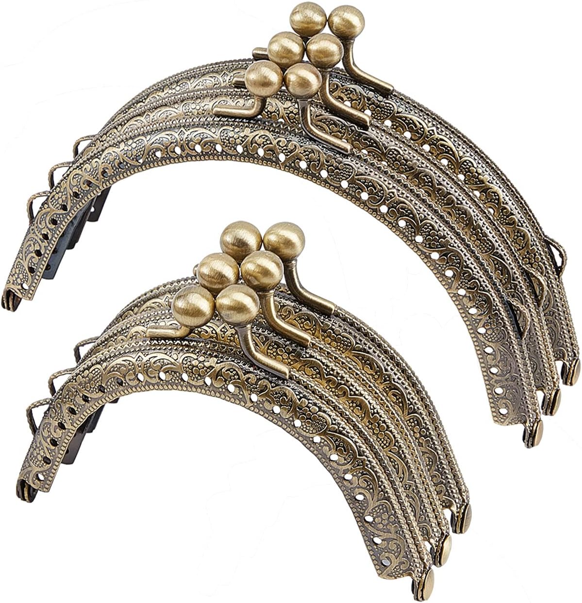 PH PandaHall 6pcs 2 Sizes Purse Clasp Frame, Bag Clasp Lock Frame 3.3" 4.9" Metal Arch Frames Coin Purse Tow Ball Kiss Clasps Clutch Frames Purse for DIY Handle Bag Sewing Craft