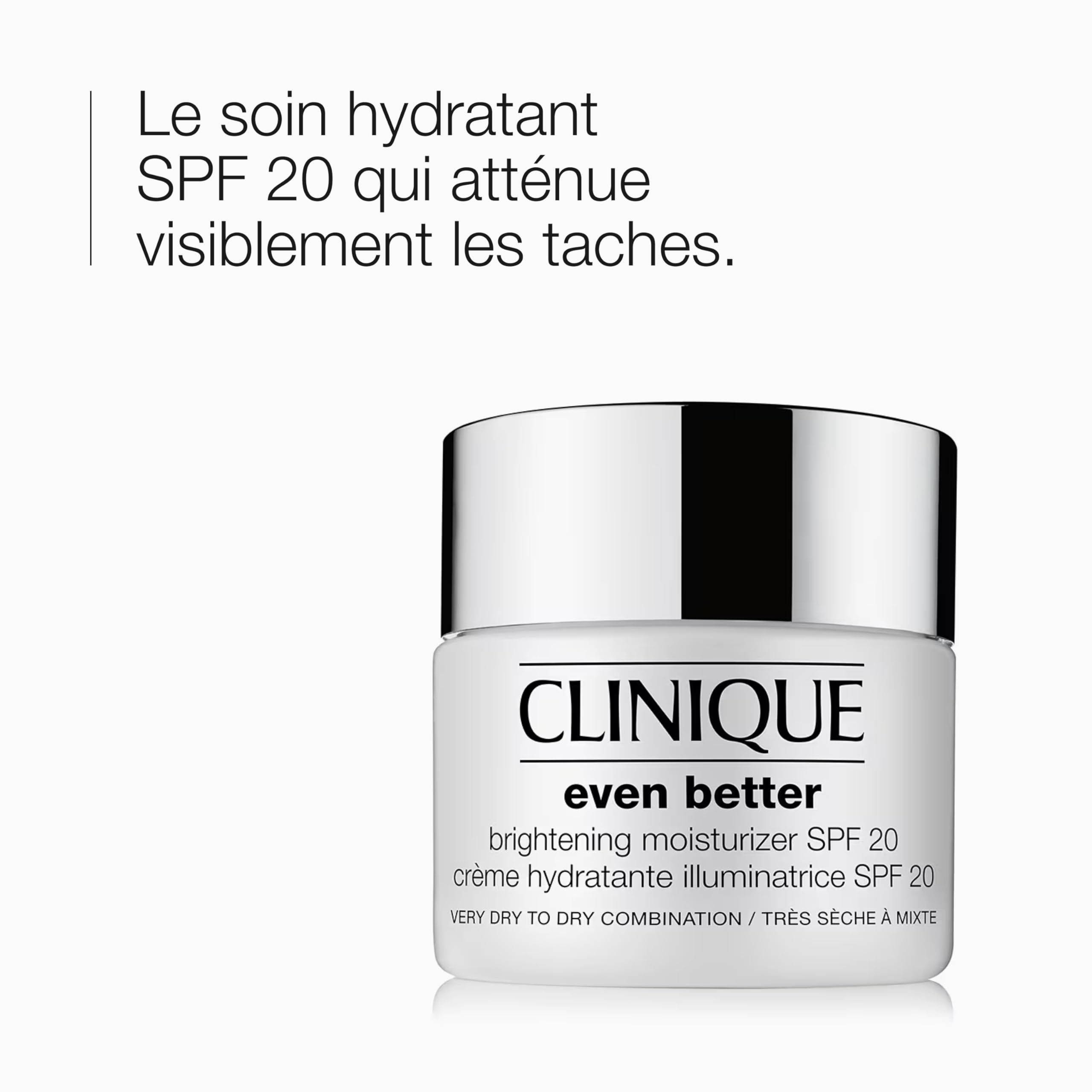 Clinique Even Better Crème Hydratante Illuminatrice SPF 20 | Quotidienne | Soin hydratant pour peaux très sèches à mixtes sèches | Hydratant + Anti-taches, 50 ml