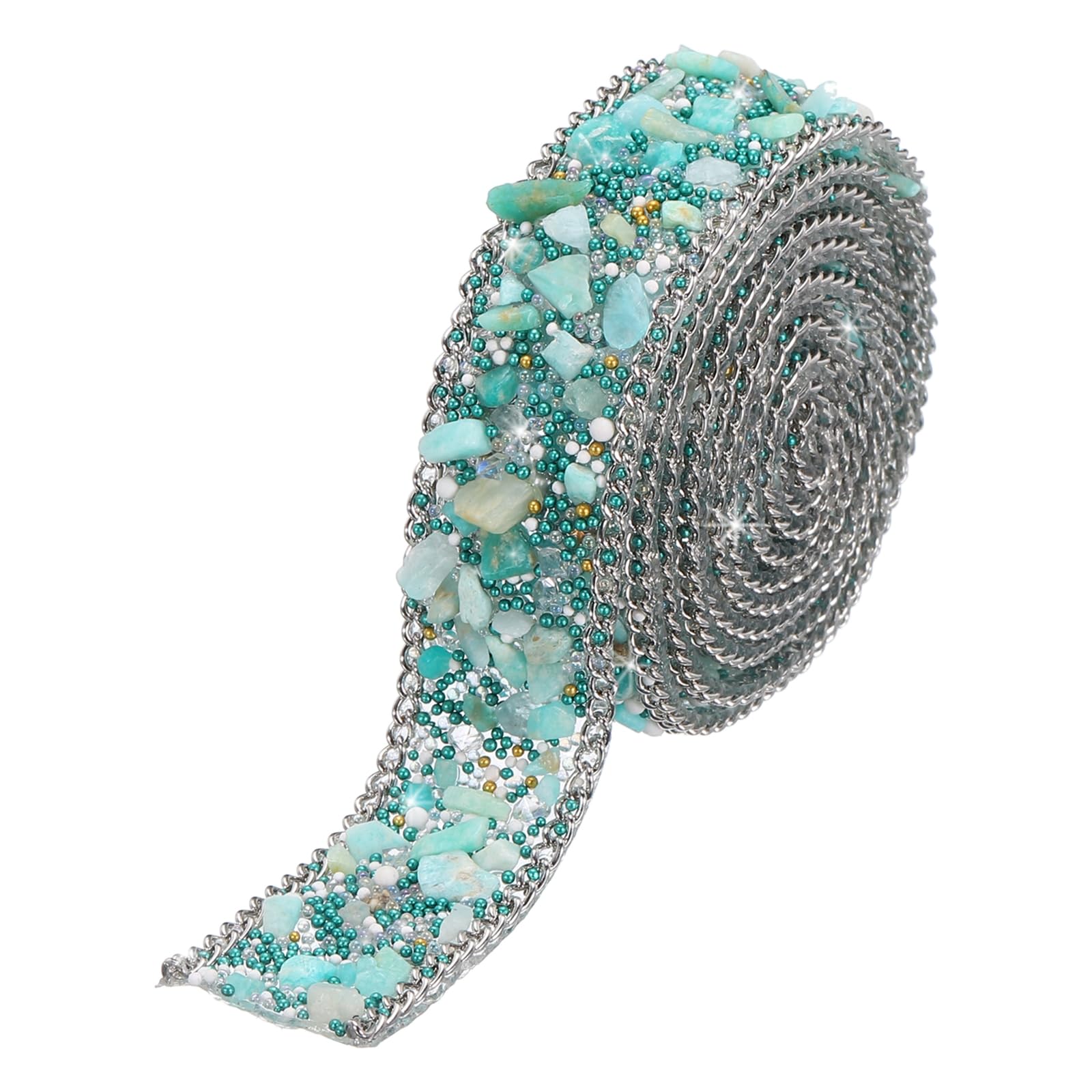 MECCANIXITY Self Adhesive Crystal Rhinestone Ribbon - 3 Yards Light Blue 0.6 Inch Wide Craft Ribbon