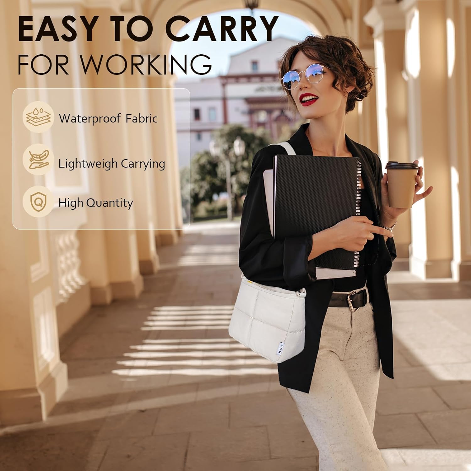 NOL Trendy Lightweight Small Quilted Puffy Crossbody Bag for Women, Waterproof, Removable Strap for Travel, Work & Shopping - Image 7