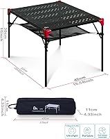 Vista 8 de iClimb Mesa plegable extensible, área de mesa grande, ultraligera, compacta con mesa hueca y bolsa de transporte para camping, mochilero, playa