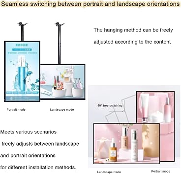 32 Inch LCD Advertising Menu Displays, Digital Signage Advertising Display Box, Metal Frame Tempered Glass Panel Android System TV Light Box for Shops(A,50-97x57cm)