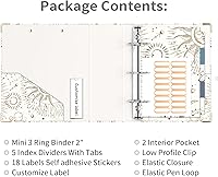 Vista 106 de Ospelelf Mini 3 Ring Binder, 2 Inch, Cute Pink Marble Binder for 5.5" x 8.5" with 5 Tab Dividers, File Folder Labels and Low Profile Clipboards