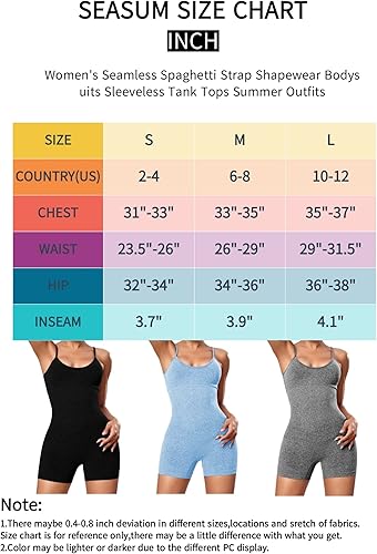 Miniatura 8 de SEASUM Overol de yoga sin costuras para mujer, sin costuras, ajustado, control de abdomen, sin mangas, overol de una pieza