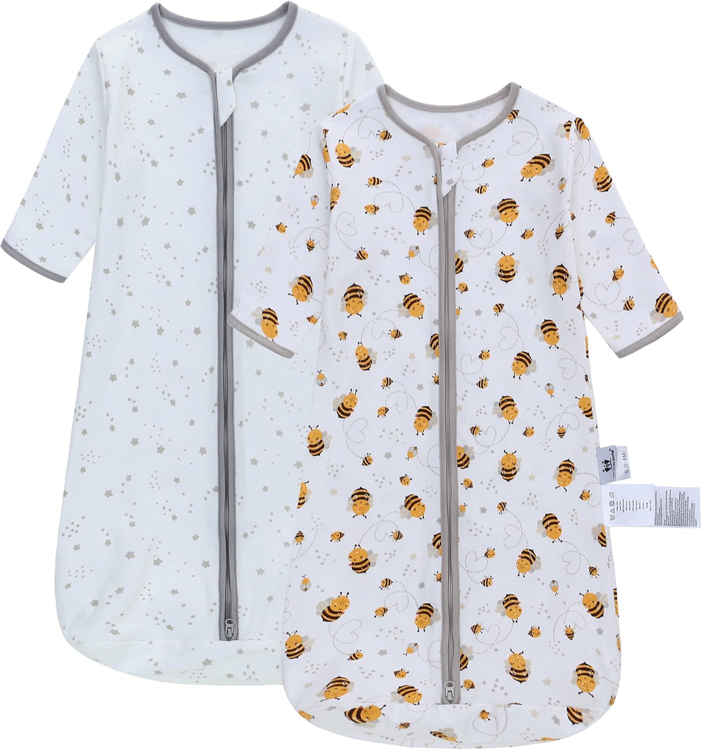 Miracle Baby Long Sleeve Sleep Sack 2-Pack, 100% Cotton Wearable Blanket Baby Sleeping Bag for Newborn Infant Toddler