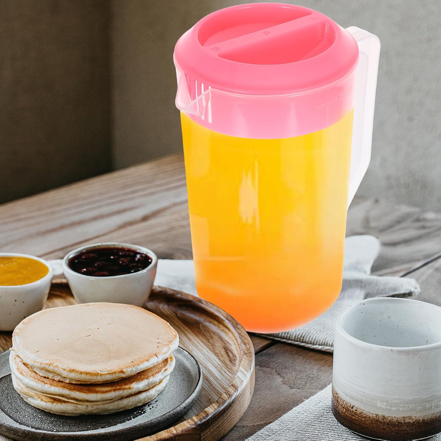 Plastic Beverage Pitcher Jug with Lid 2.5l Large Capacity Cold Water Kettle Juice Pot Pink Plastic Tea Pitcher for Home and Travel