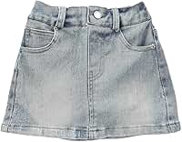 Saia jeans casual feminina evasê curta mini saia jeans básica tamanho 4-10 anos