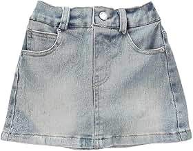 Saia jeans casual feminina evasê curta mini saia jeans básica tamanho 4-10 anos