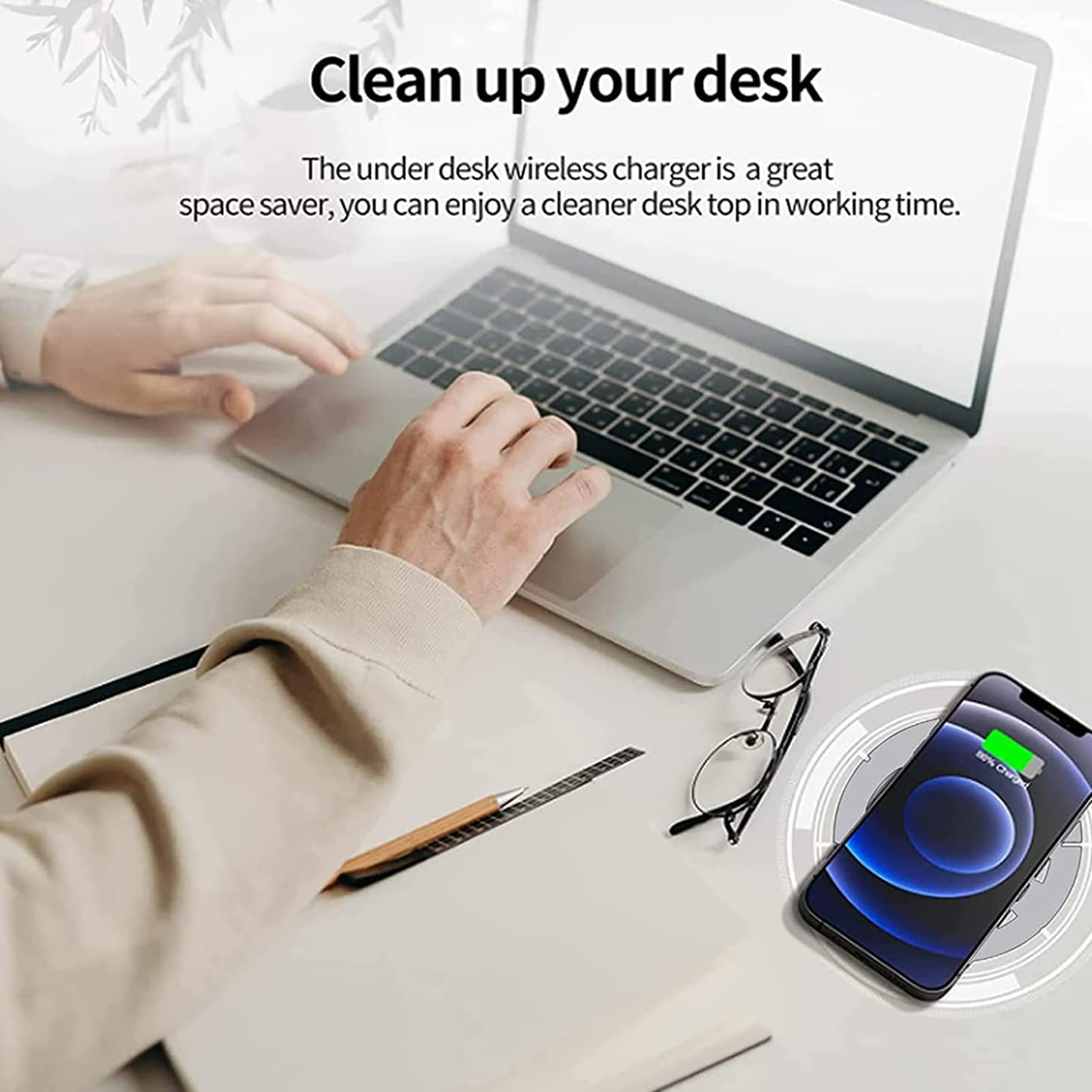 Cargador inalámbrico Invisible, Placa de Carga inalámbrica para Muebles de 10 W, Cargador de teléfono móvil inalámbrico de Larga Distancia de 10-20 mm, Adecuado para i-Phone 14 Pro MAX