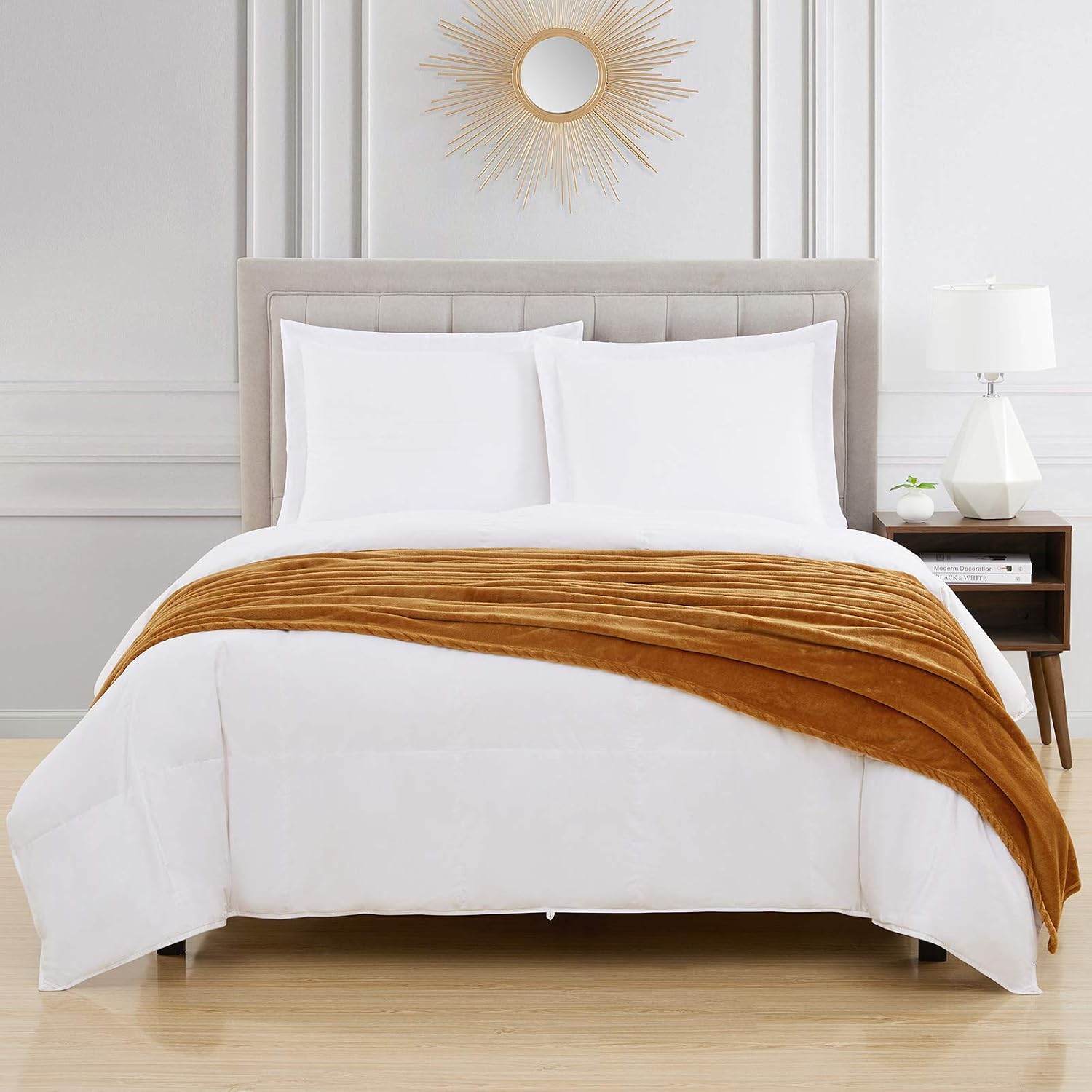 BOURINA Flannel Blanket Throw Lightweight Cozy Plush Microfiber Solid Fleece Blanket,Twin 60"x80" Almond