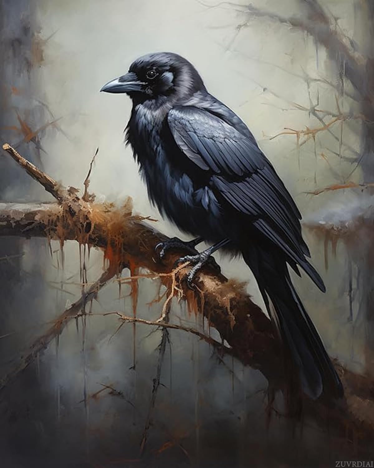 ZUVRDIAI Paint by Numbers for Adults, Crow Animal Bird, Paint by Number on Canvas, DIY Oil Painting for Gift Home Wall Decor, 40x50cm, Without Frame