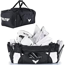 Large Gym Duffle Equipment Bag - 44L Cordura Sports Mesh Shoe Compartment & Adjustable Strap - Fits MMA, BJJ, Martial Arts Equipment - Fits Gi, Headgear, Shin Guards, Rash Guards and More, Black