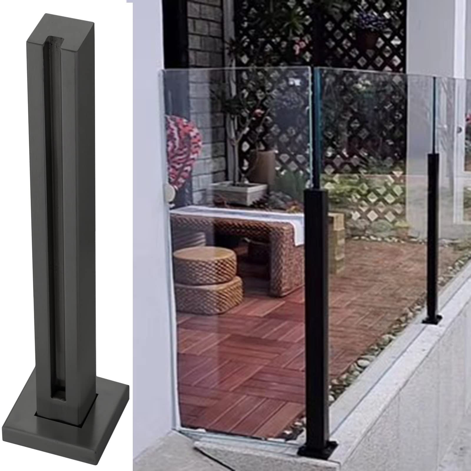 Poteau d'angle avec fente pour garde-corps intérieur éliminant les fixations