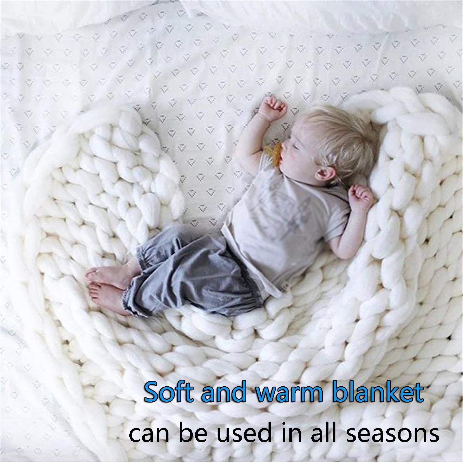 Amazon｜チャンキーニットブランケット-手作りニットブランケット