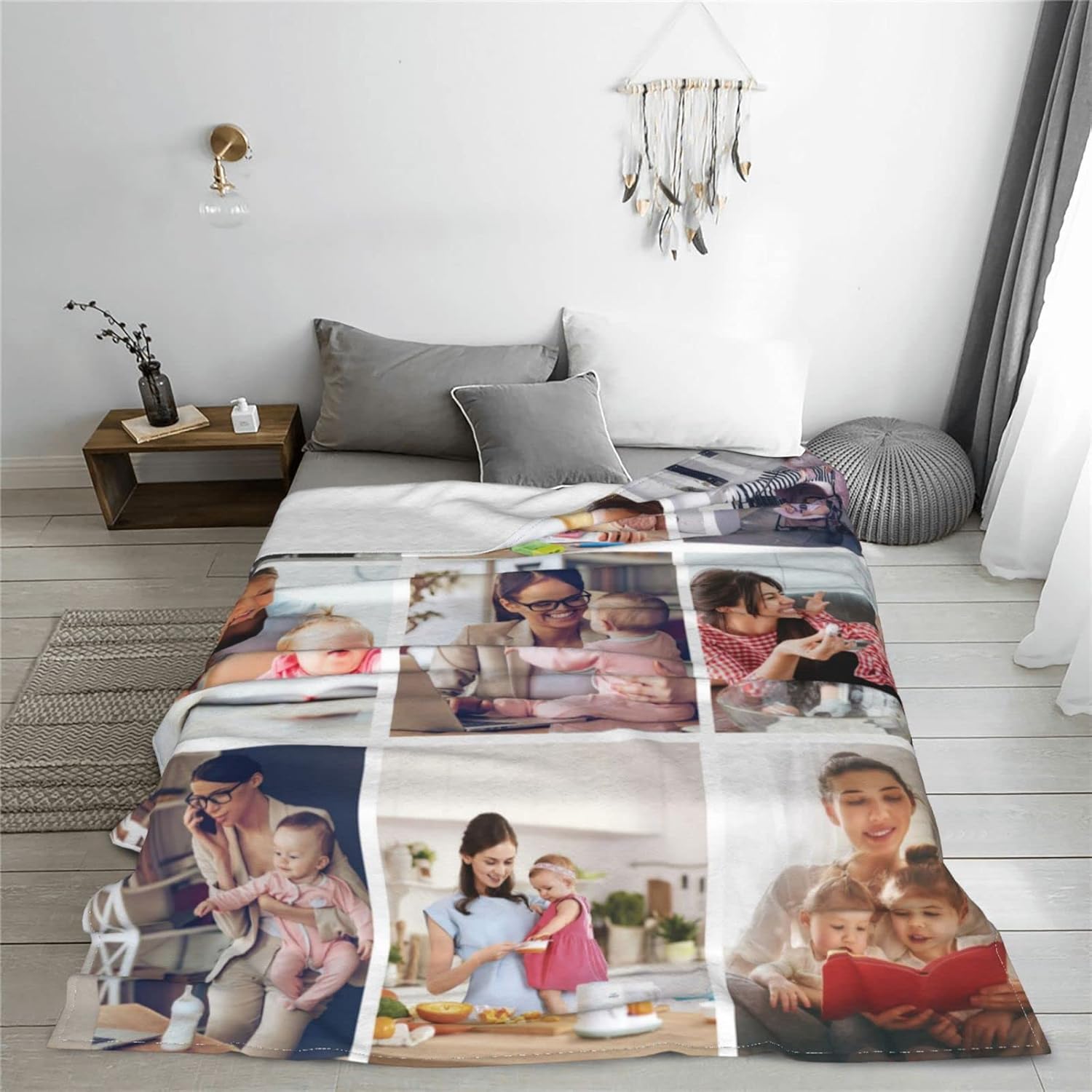 Custom Blanket with Text Photos Customized Blanket Personalized Throw for Adult Kid Birthday Wedding Christmas Halloween Fathers Mothers Valentines Day Present Couch Sofa Bedroom 60"x50"