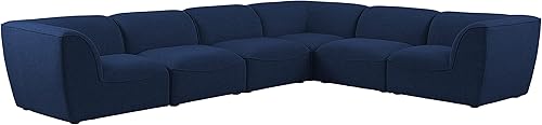 Meridian Furniture Miramar Collection Modern  Modular tapizado con textura de lino contemporáneo, 142 pulgadas de ancho x 109 pulgadas de