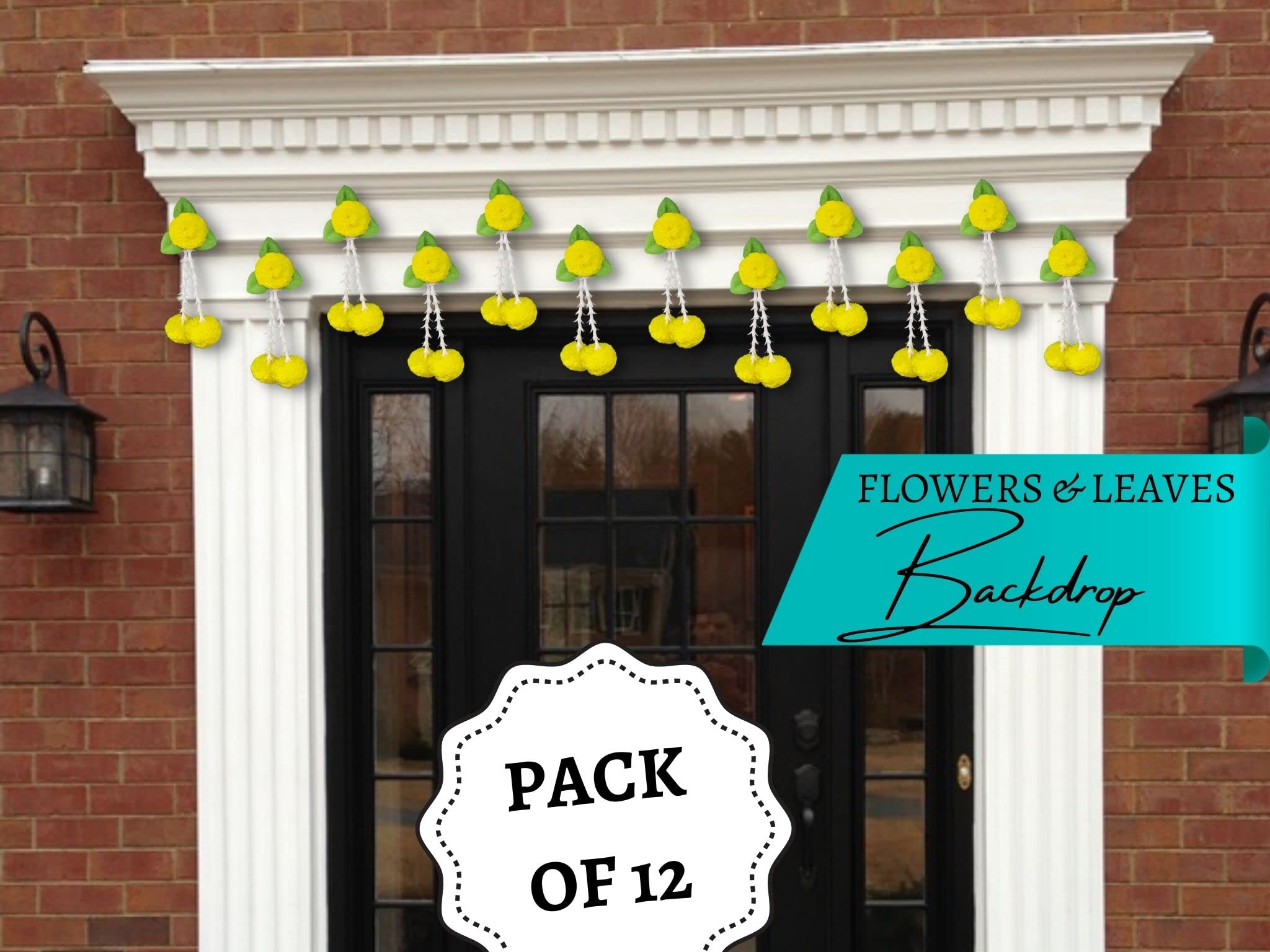 JH Gallery Plastic Artificial Flowers And Leaves Decoration At Home Easy Simple Backdrop Pack Of 12 Pcs (Yellow&Green) - Image 3 thumbnail