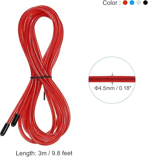 Miniatura 2 de PATIKIL Cable de repuesto de cuerda de saltar de velocidad de 10 pies, paquete de 4 cuerdas de salto profesionales de 0.138 pulgadas de repuesto