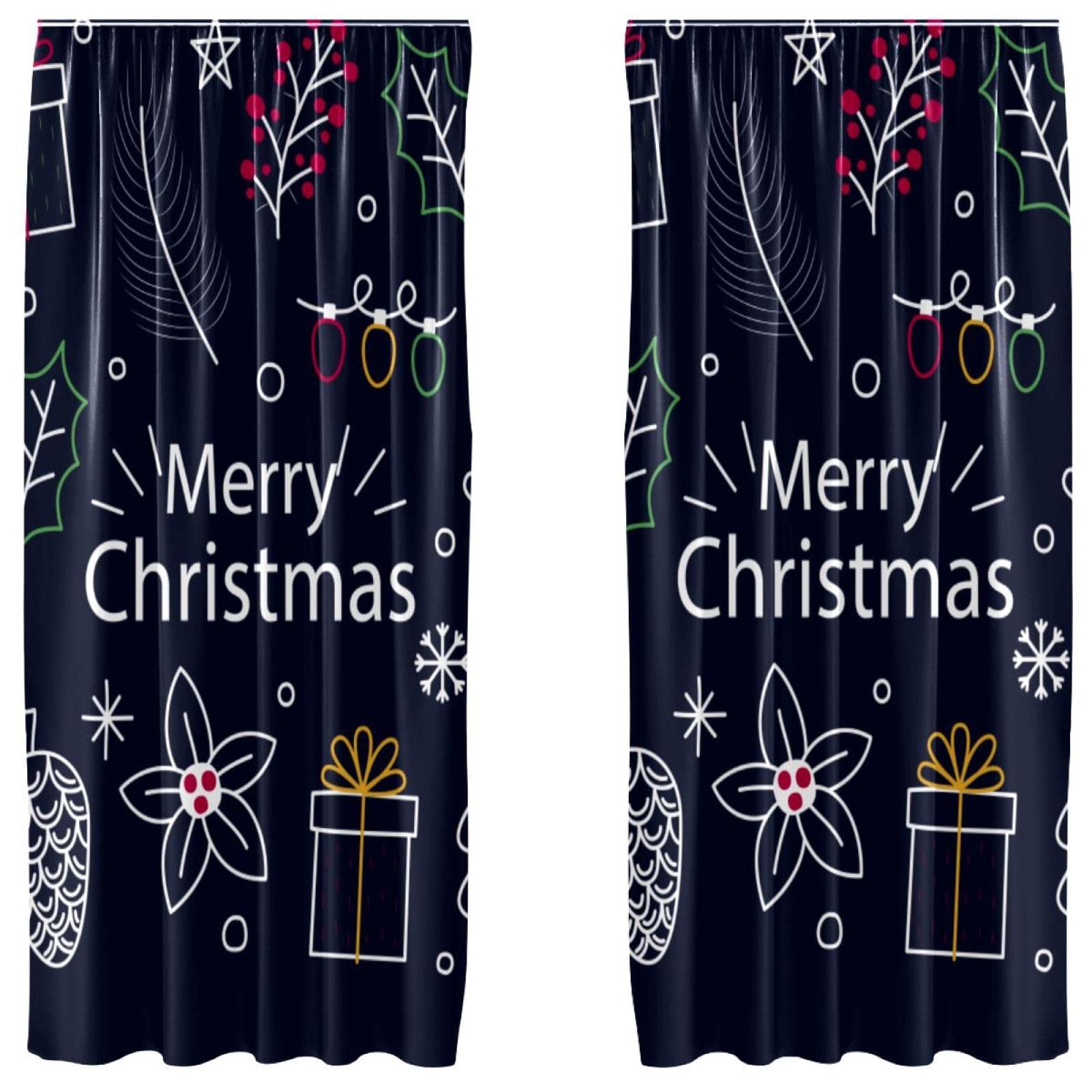 Rideaux occultants de Noël avec motifs dessinés à la main