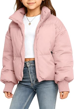 Gihuo Girls Winter Puffer Jacket Kids Warm Quilted Winter Coat