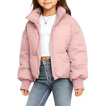 Gihuo Girls Winter Puffer Jacket Kids Warm Quilted Winter Coat | Lightweight, Zip Up, Stand Collar, Cozy Puffy Outerwear