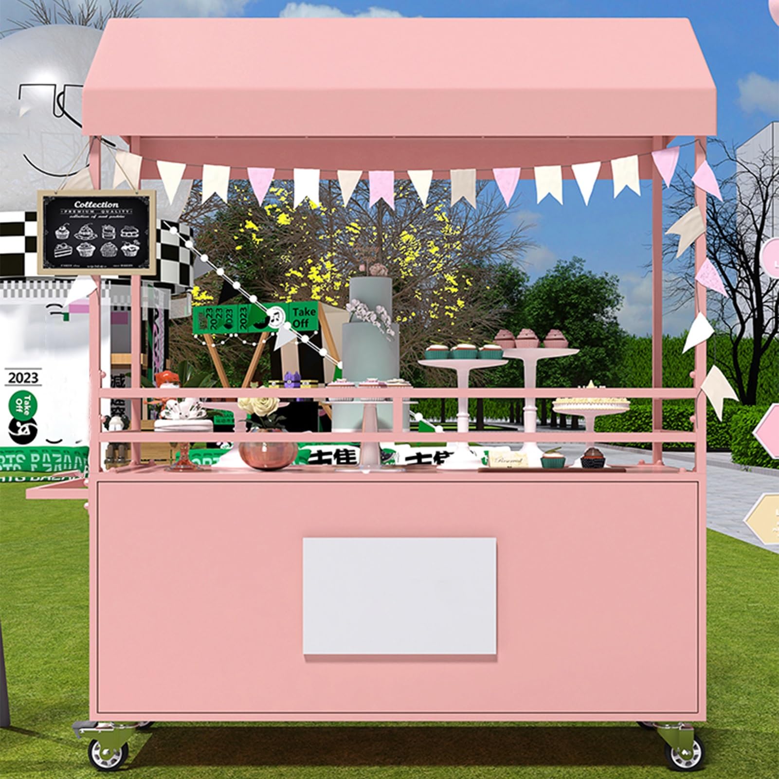 Carrello portatile per fornitori all'aperto per le aziende alimentari, Display commerciale per eventi e mercati, Attrezzatura per camion alimentari, Stand pop-up, Venditore stradale tial
