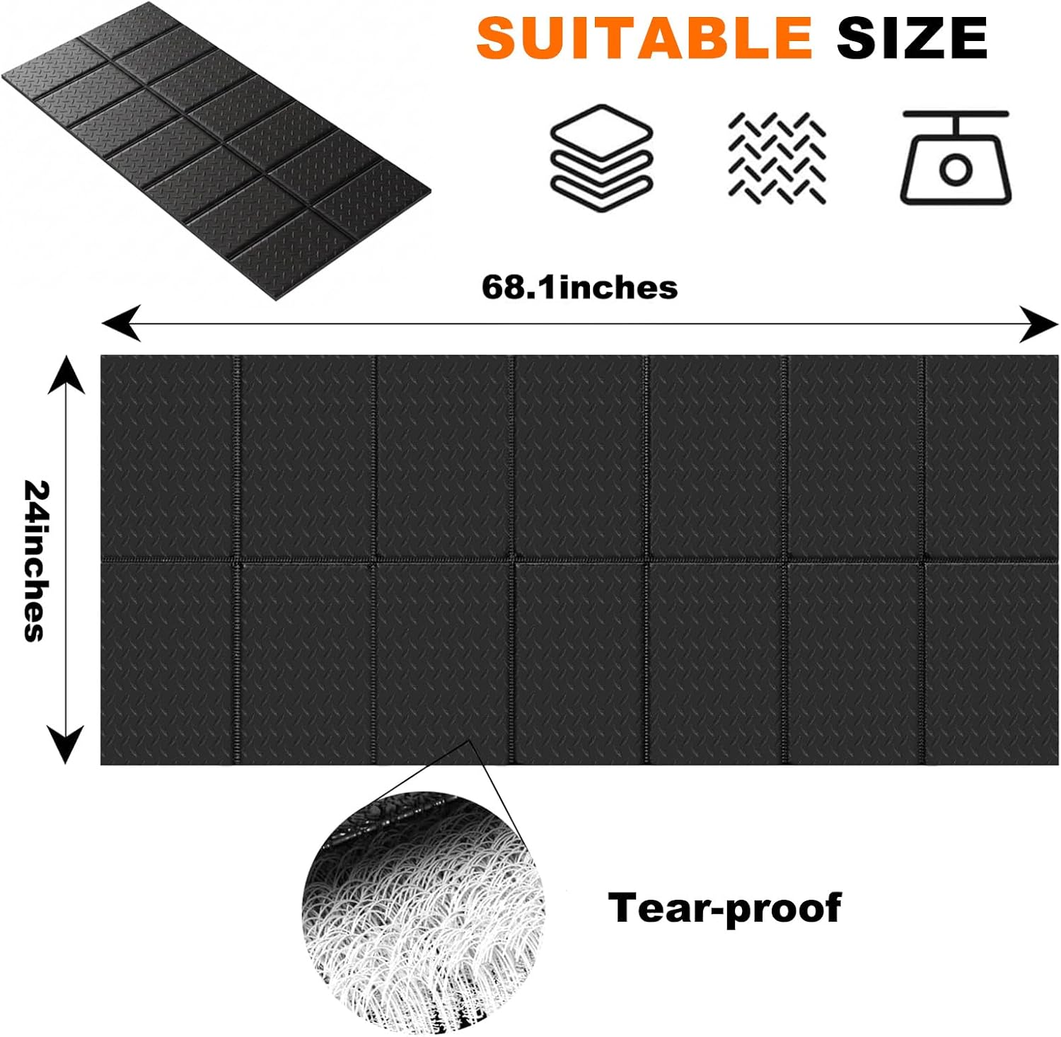 Stepwaver Walking Pad Mat for Carpet, 68"x24" Treamill Mat for Hardwood Floors, High Density, 0.2" Thickness, Folable, Floor Protection Mats for Bike, Elliptical, Treadmill