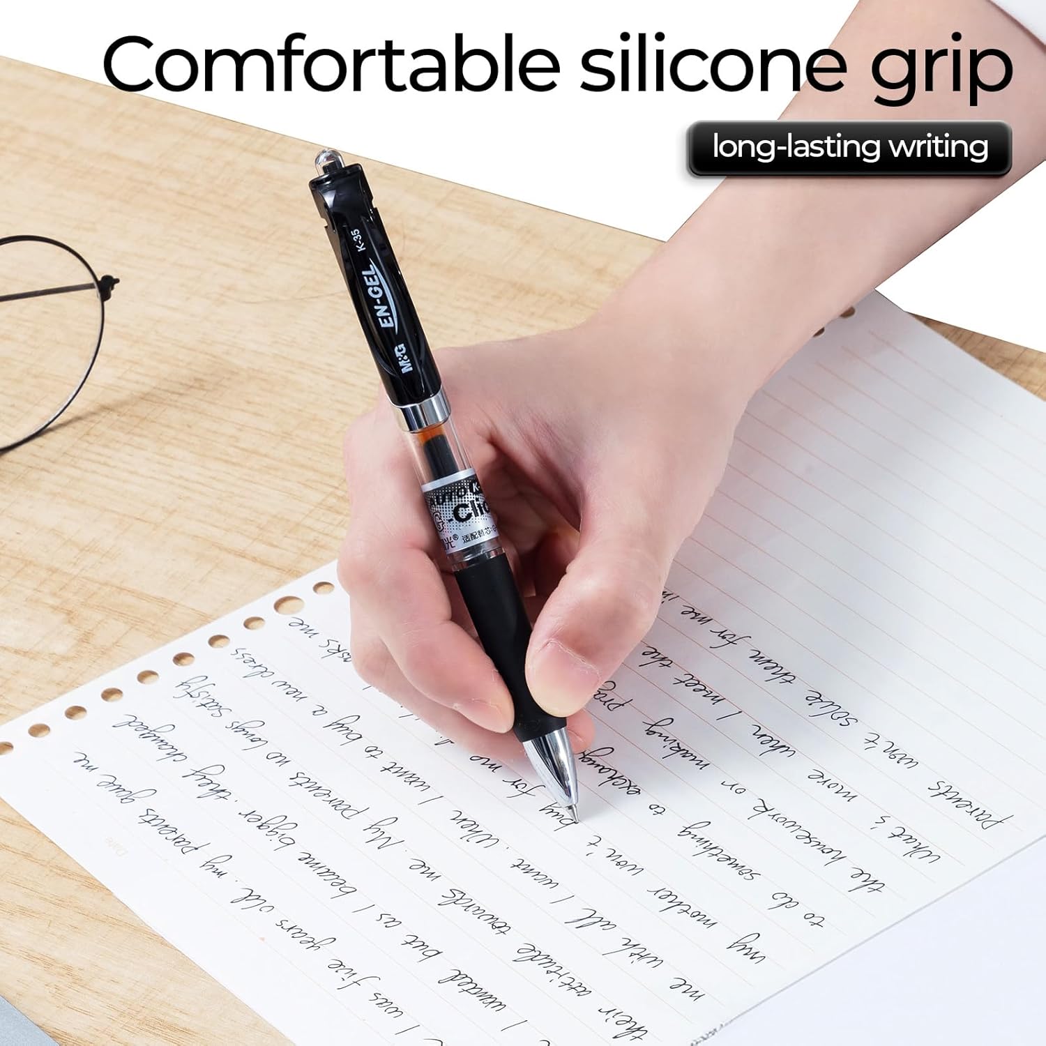 M&G Gel Pens, 0.7mm Black Gel Pens Medium Point, 36 PCS Retractable Gel Ink Rollerball Pens, Gel Ink Pens with Premium Ink & Comfort Grip for Smooth Writing Office School Men Women - Image 2