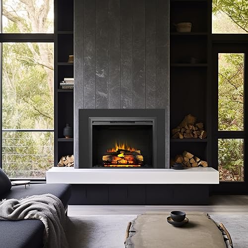 Miniatura 2 de LegendFlame Carl - Kit de molduras de 35 pulgadas, inserto de chimenea eléctrica, calentador de chimenea de 7501500 W, sonido crepitante de fuego,